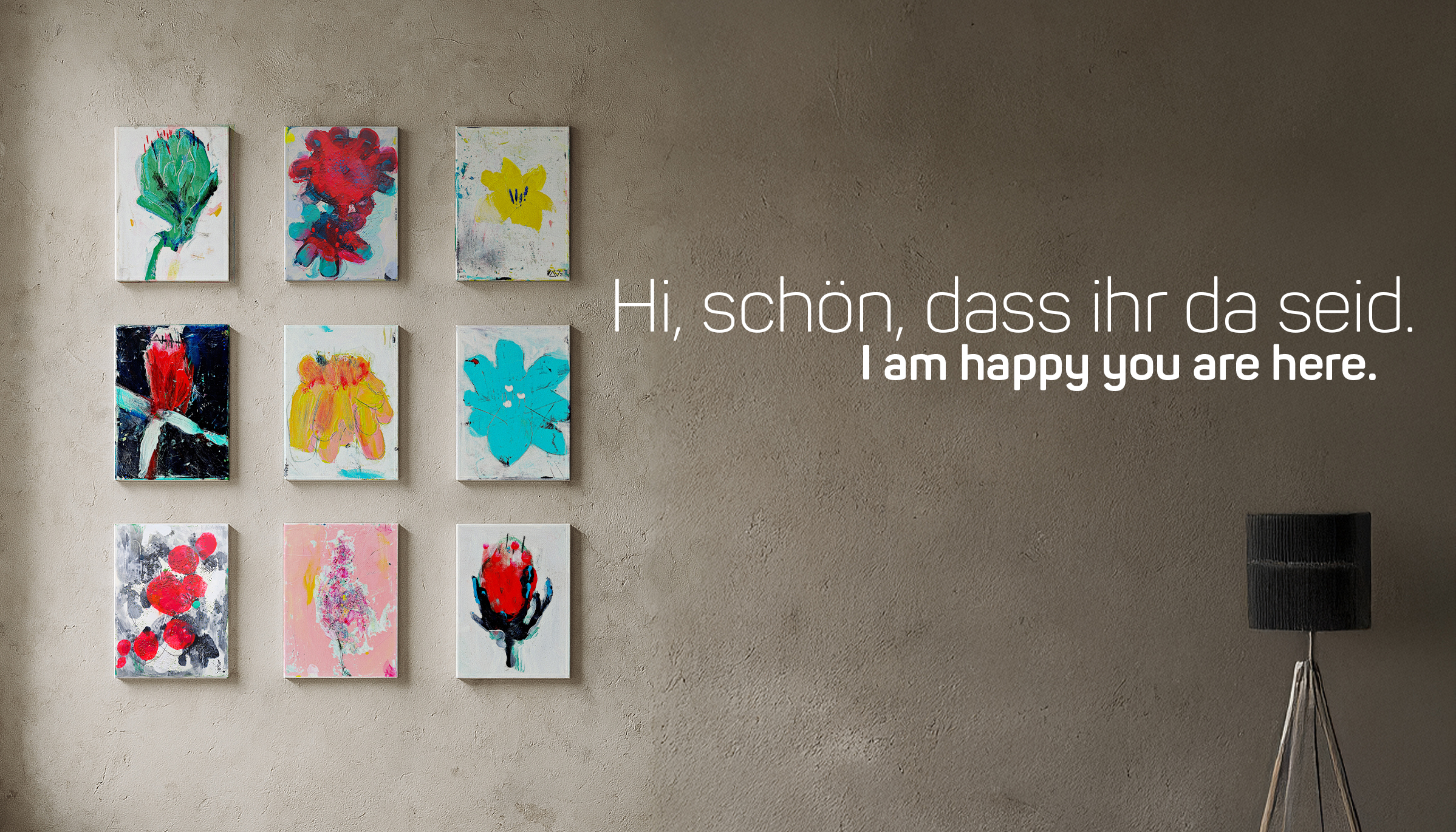 Wand mit neun Miniaturbildern