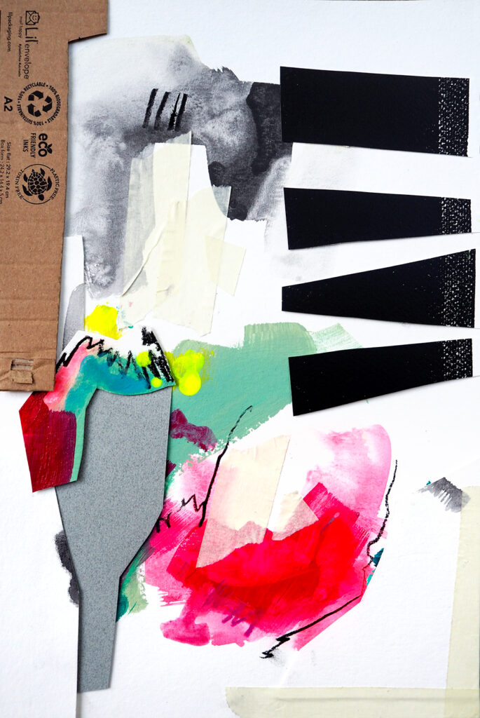 Collagebild mit abstrakten Blüten