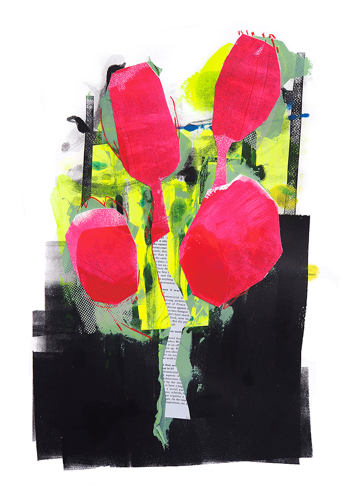 Collagebild mit absrakten Blüten