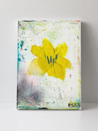 Floral Mini, kleines abstraktes Bild einer Lilie auf Leinwand