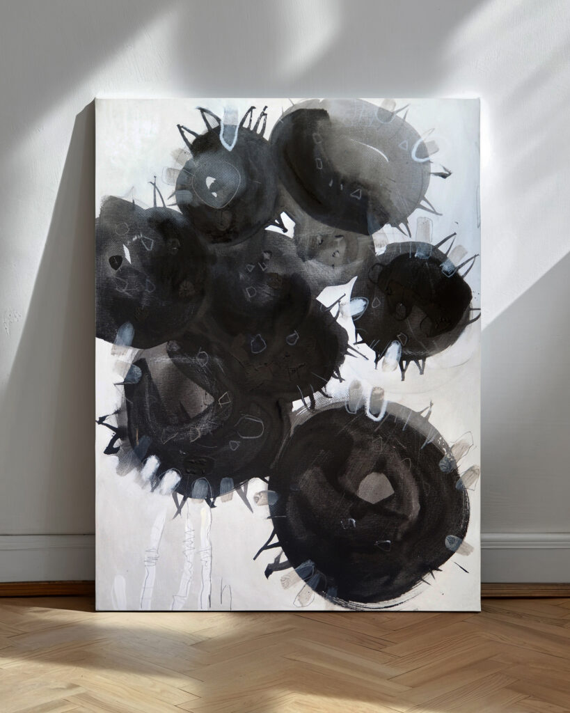 Abstraktes Bild von schwarzen Sonnenblumen